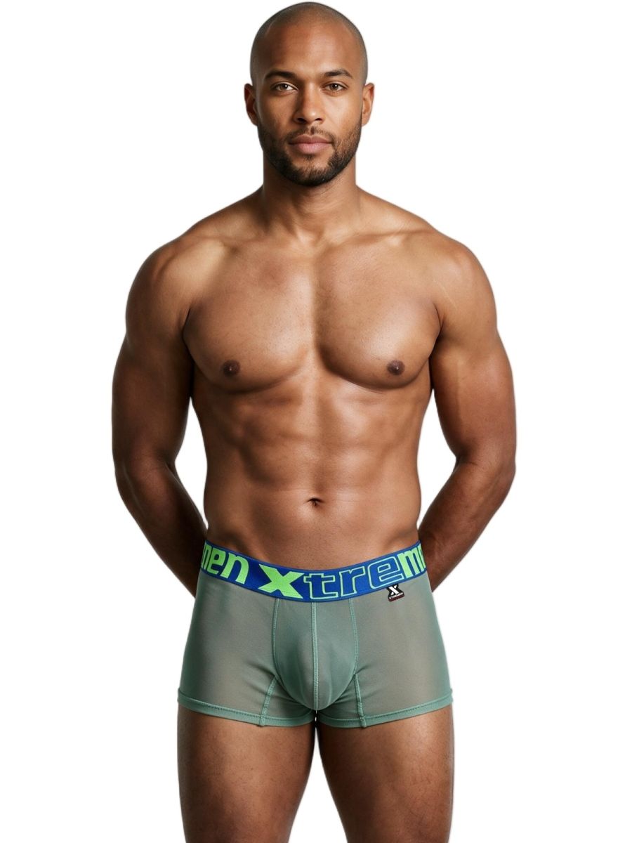 Xtremen 91277 Mens Microfiber Sheer Mesh Boxer Briefs Green