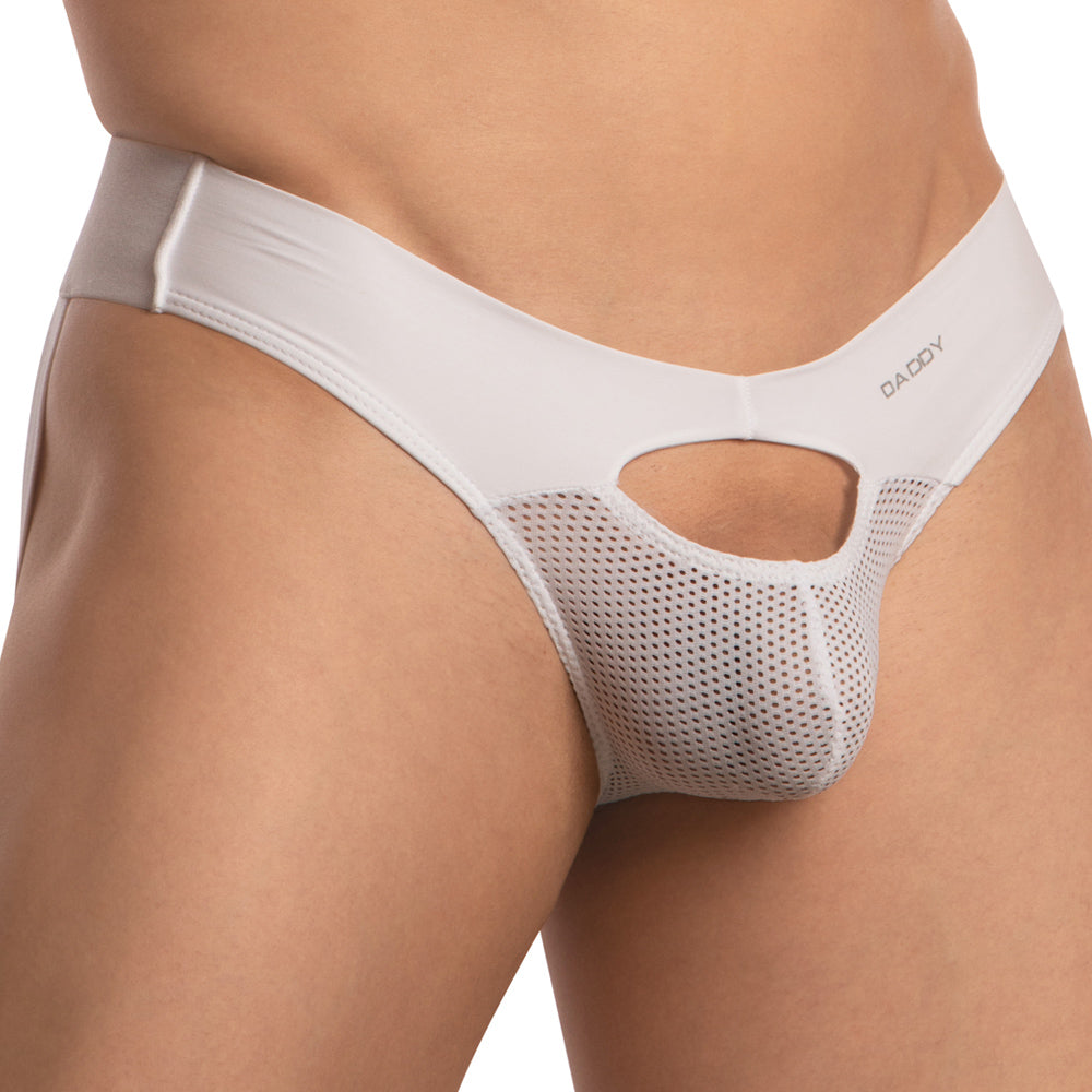 JCSTK - Daddy DDE058 Low-Rise Freedom Peep Hole Mesh Pouch Jockstrap White Plus Sizes