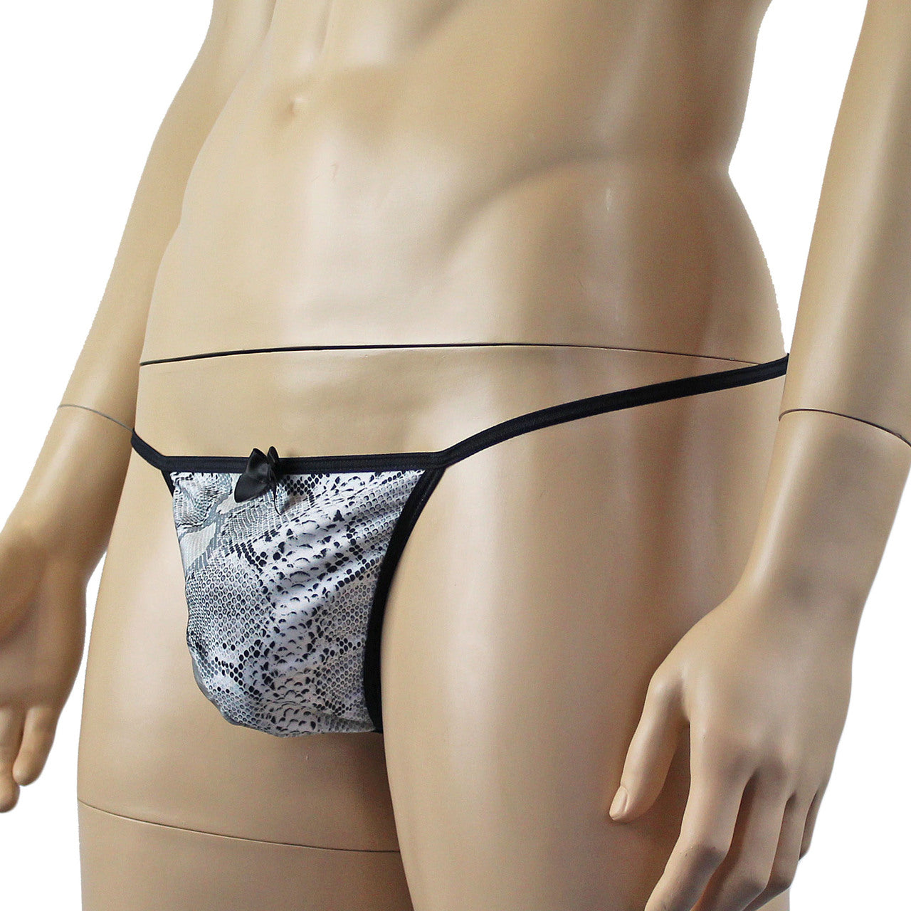 Mens Grey Snake Print Pouch G string