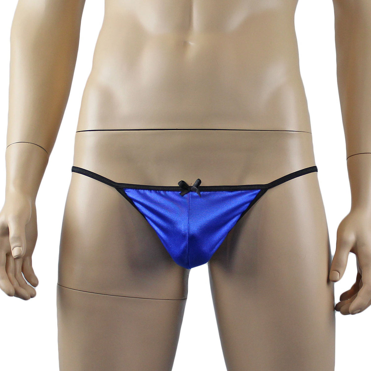 Mens Jenny Shiny Spandex Bra Top & G string Lingerie Blue & Black