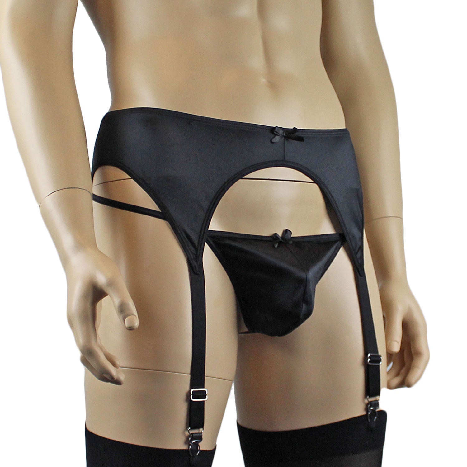 Mens Jenny Shiny Spandex Garterbelt Lingerie Black or White