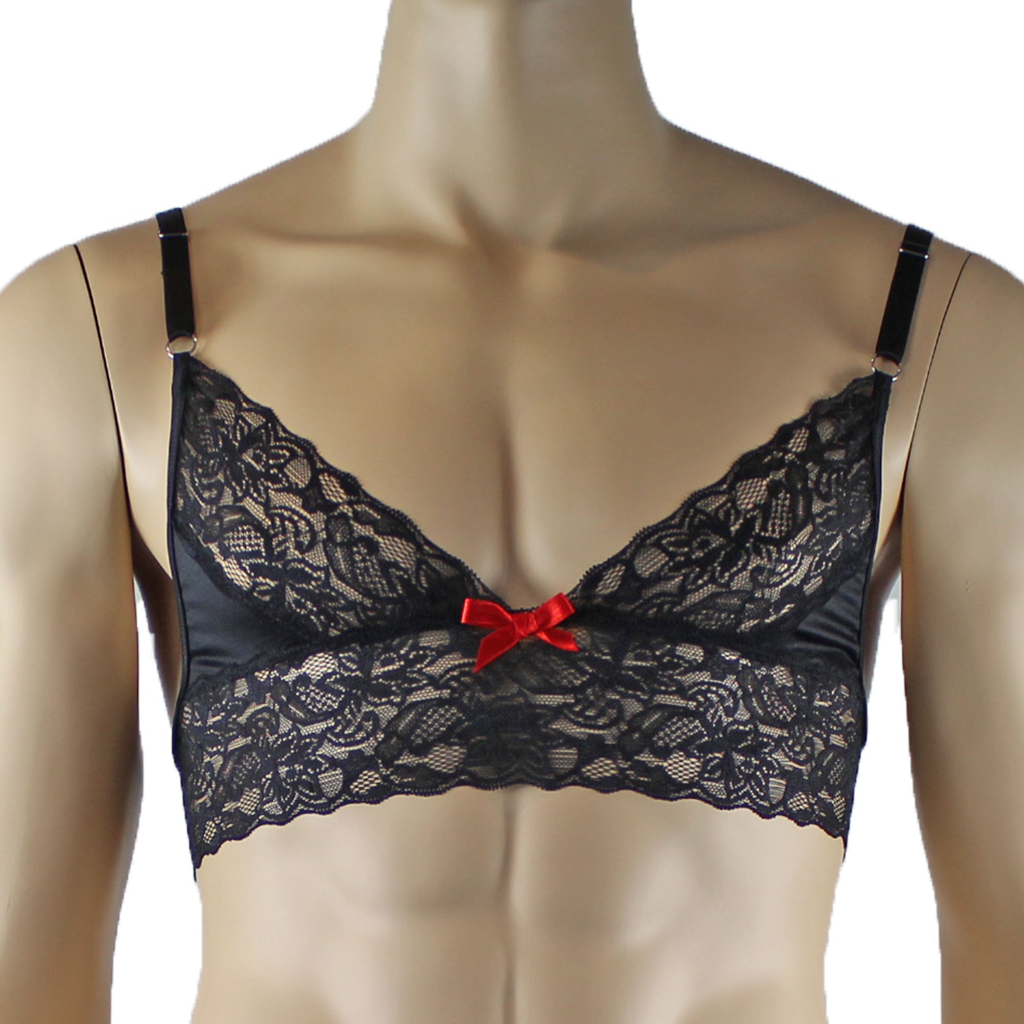 Mens Joanne Lace Bra Top Lingerie for Men (black and black lace plus other colours)