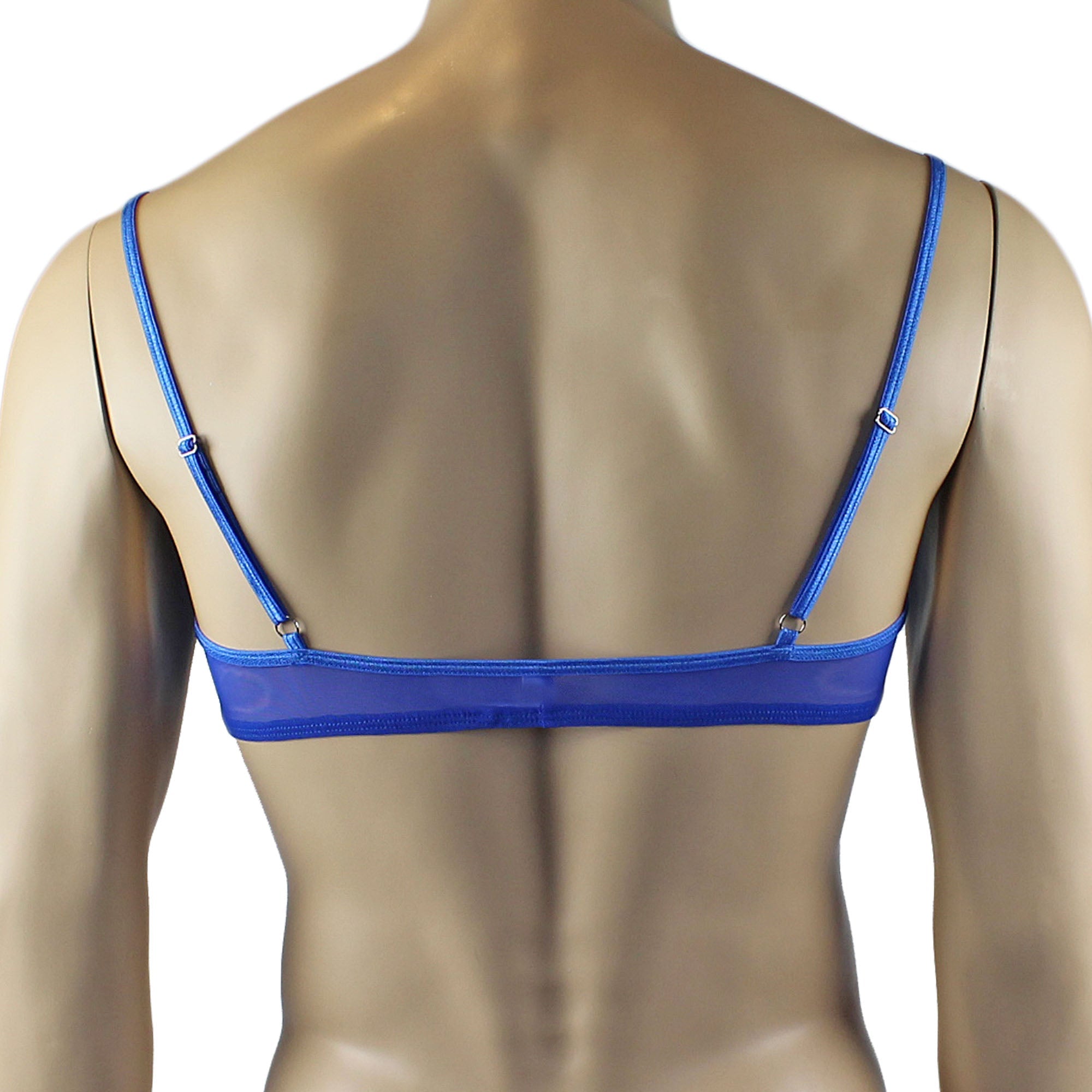 Mens Kristy Lace & Mesh Bra Top BR02L with thin Straps Blue