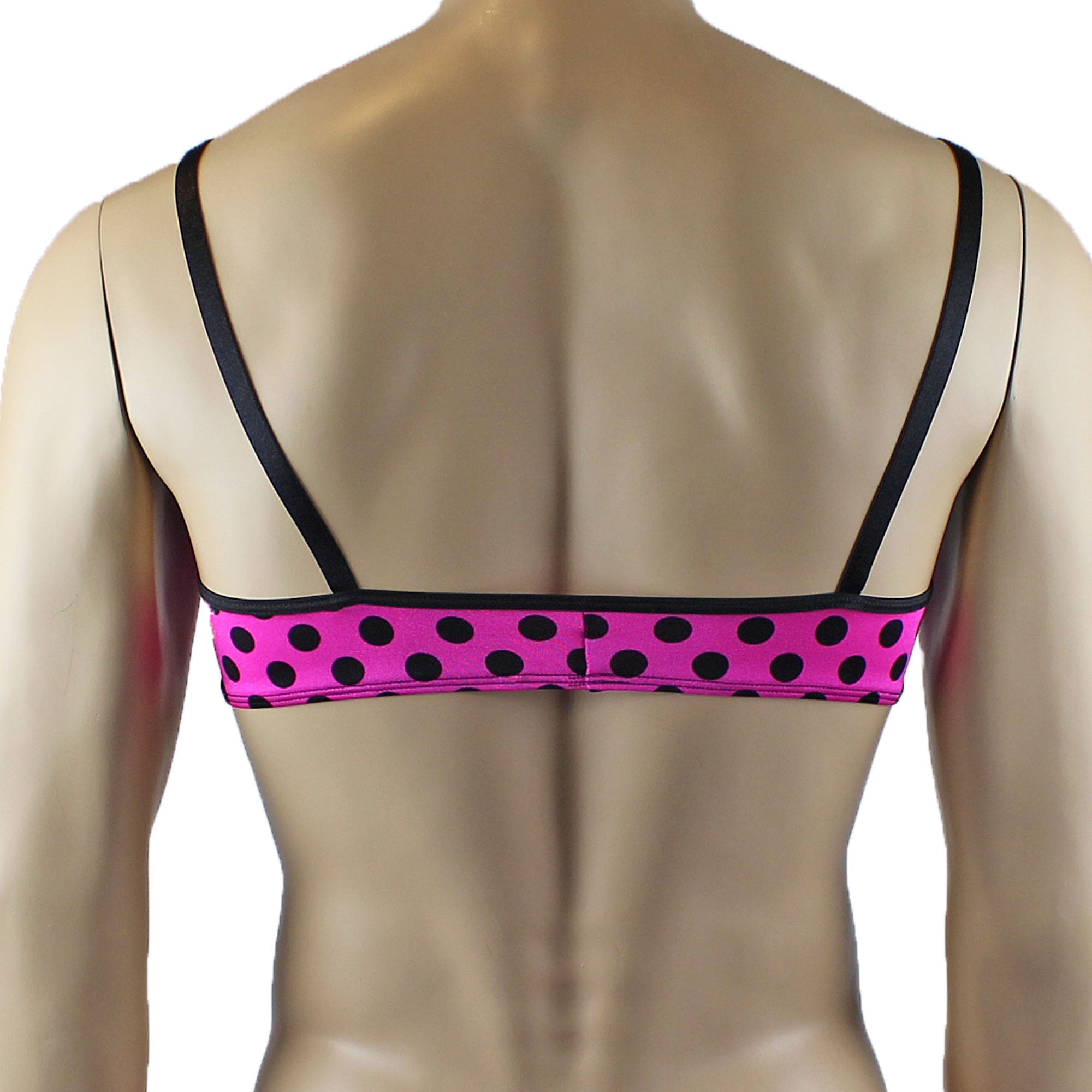Mens Hot Pink Polka Dot Bra Top with Bow Front