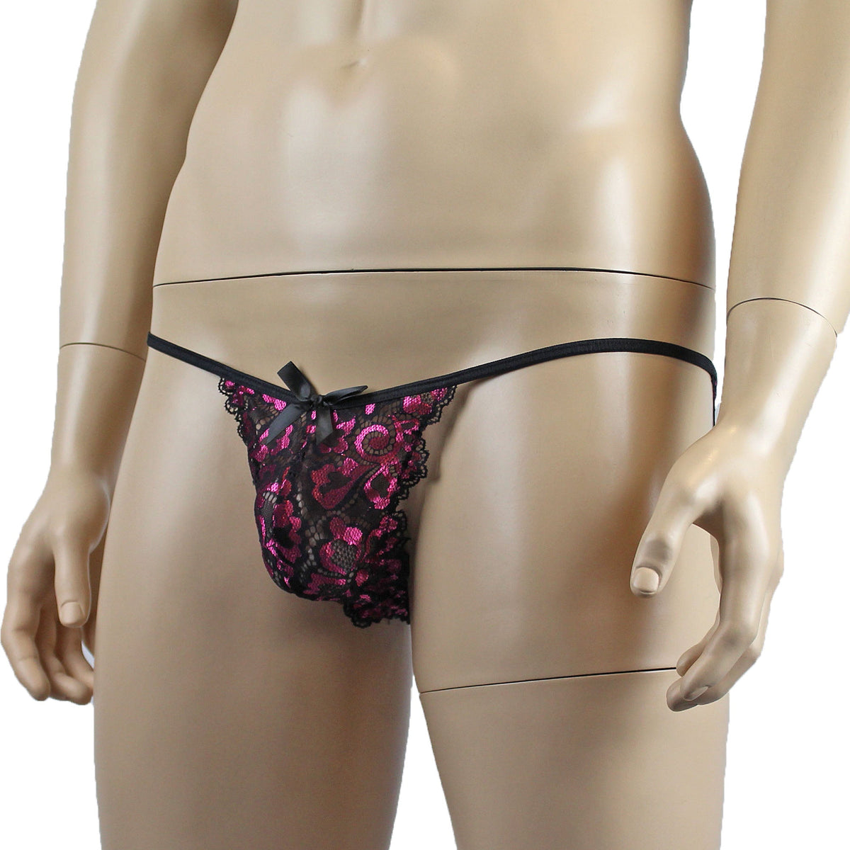 Mens Sweetheart Shiny Lace Pouch G string (hot pink plus other colours)