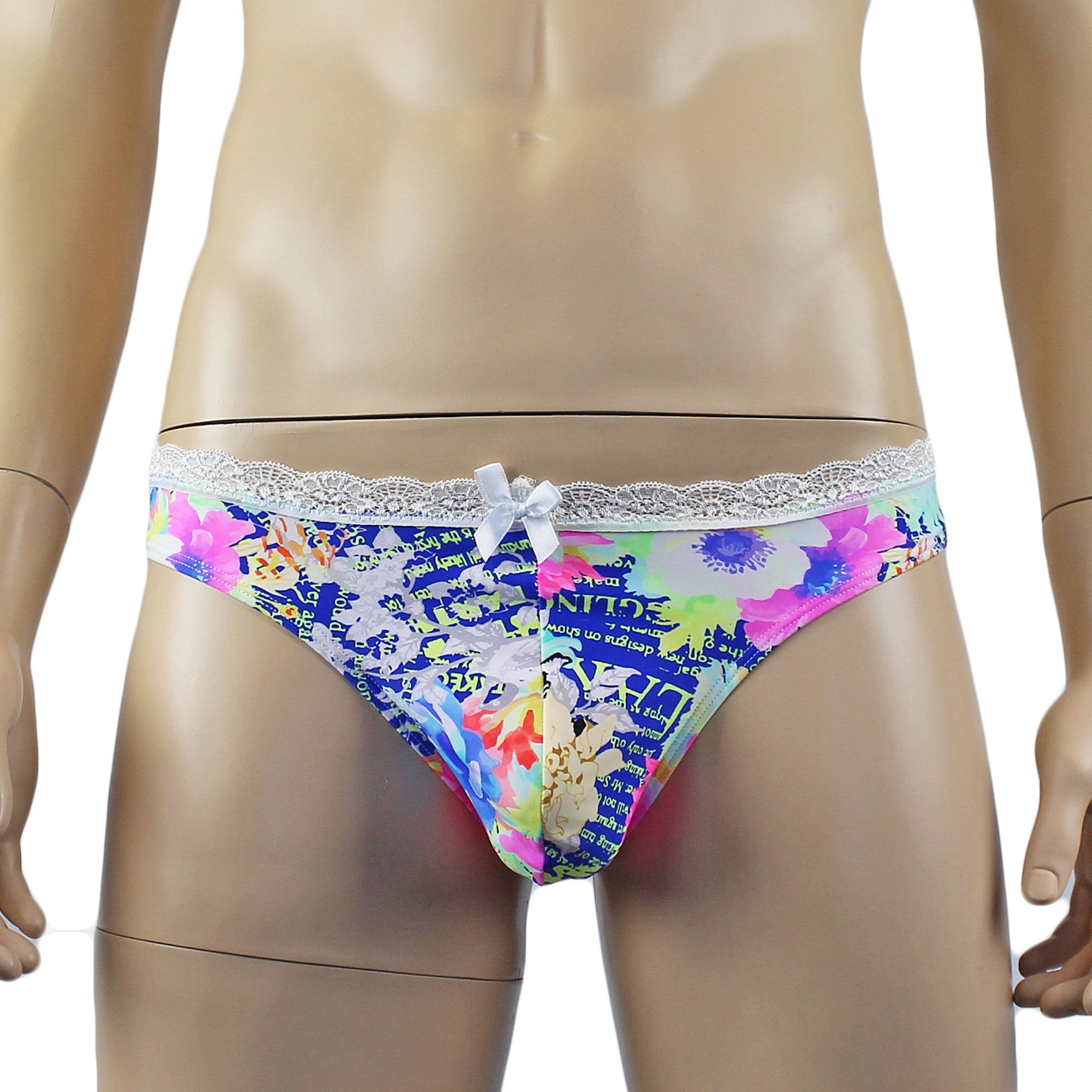 Mens Suzanne Floral Torso Corset Top, Thong & Stockings