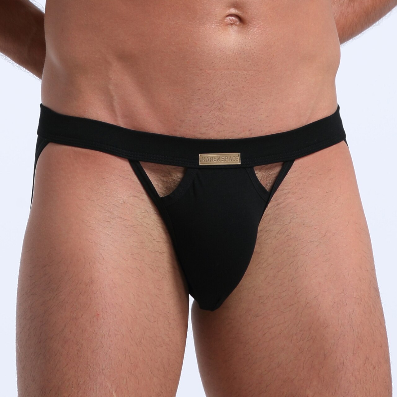 Mens Stretch Cotton Spandex Jockstrap Black