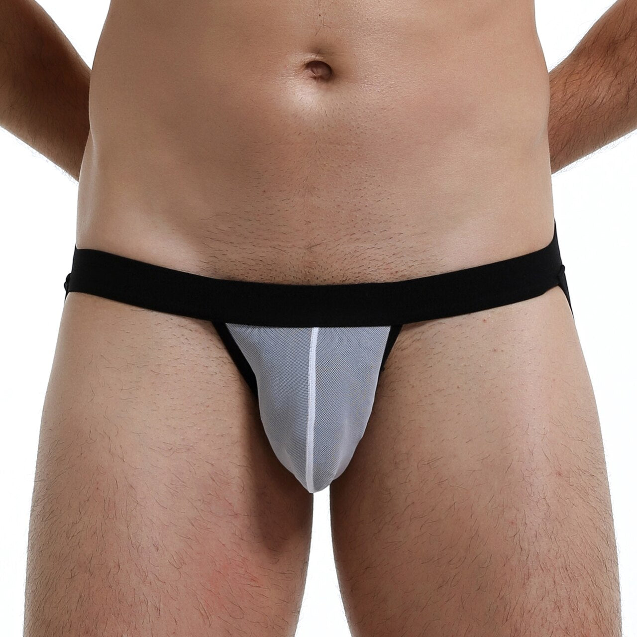 Mens Fine Mesh Pouch Jockstrap White