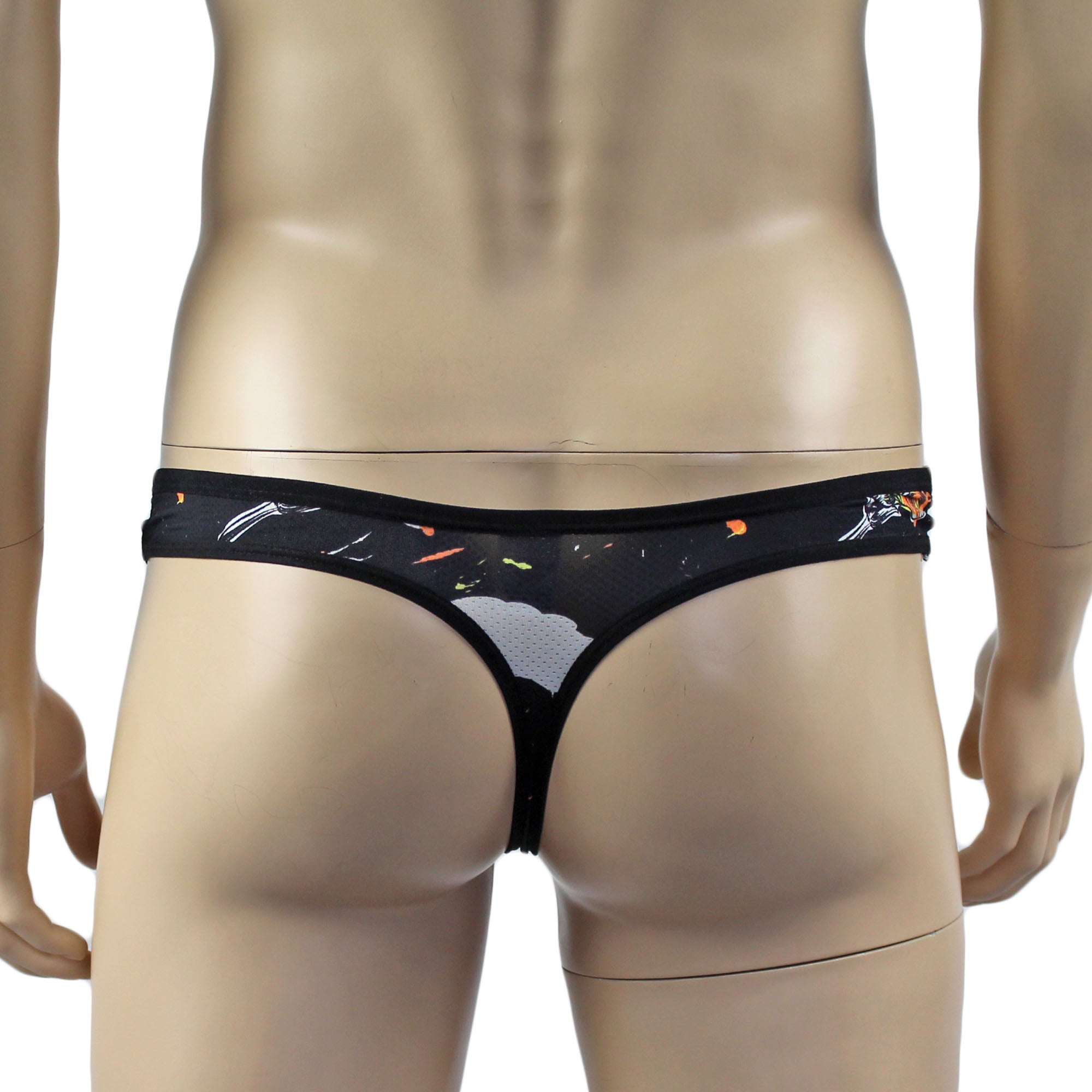 SALE - Mens Sexy Silky Poly Black Bee G string Thong