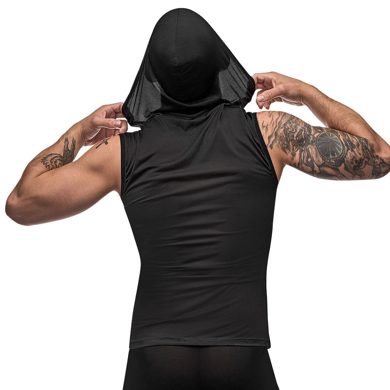 Mens Hooded Tank Top Black