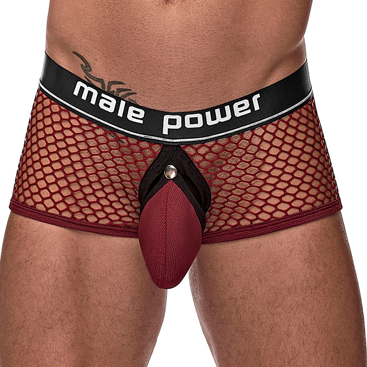 Mens Male Power Ring Boxer Shorts Burgundy