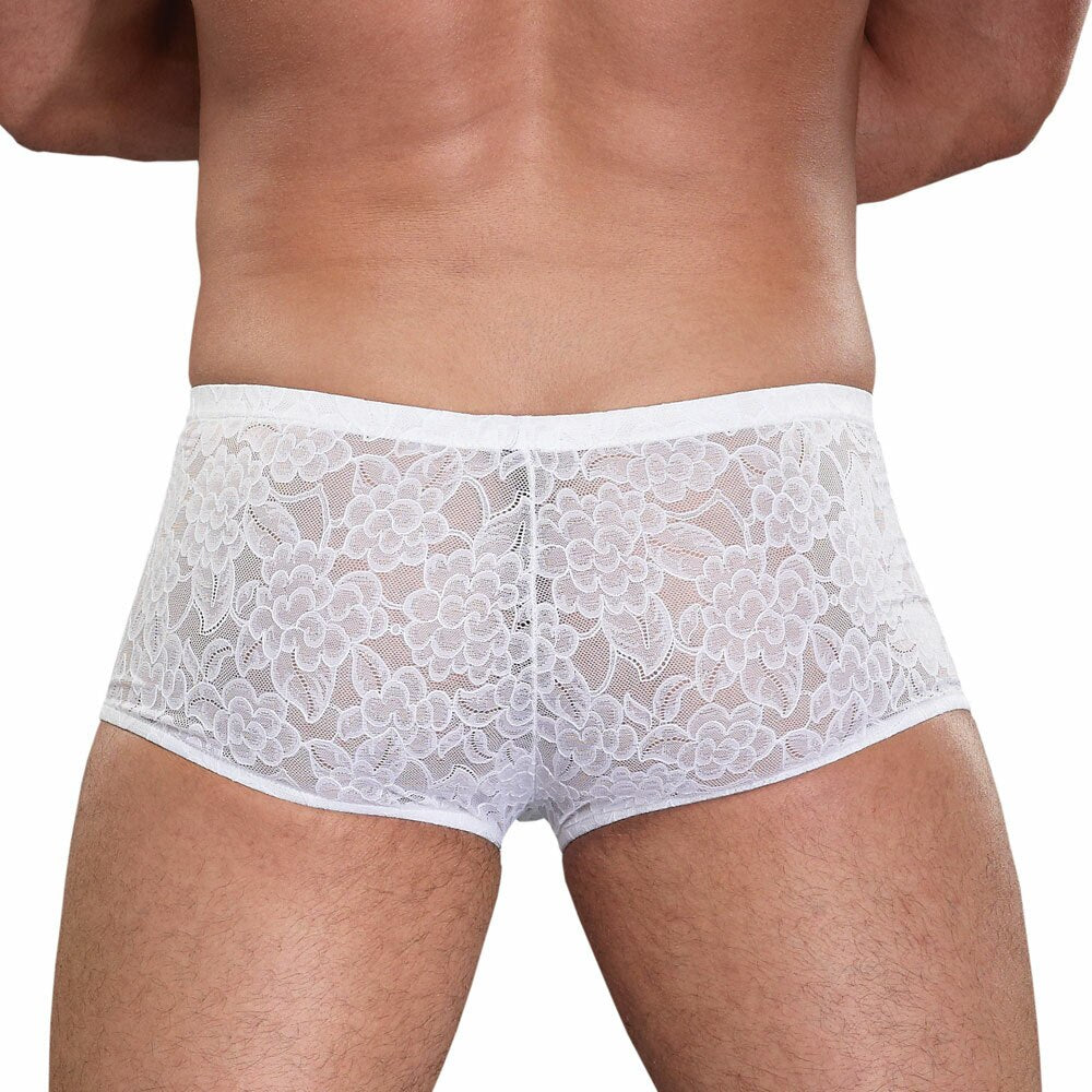 SALE - Mens Lace Mini Short White