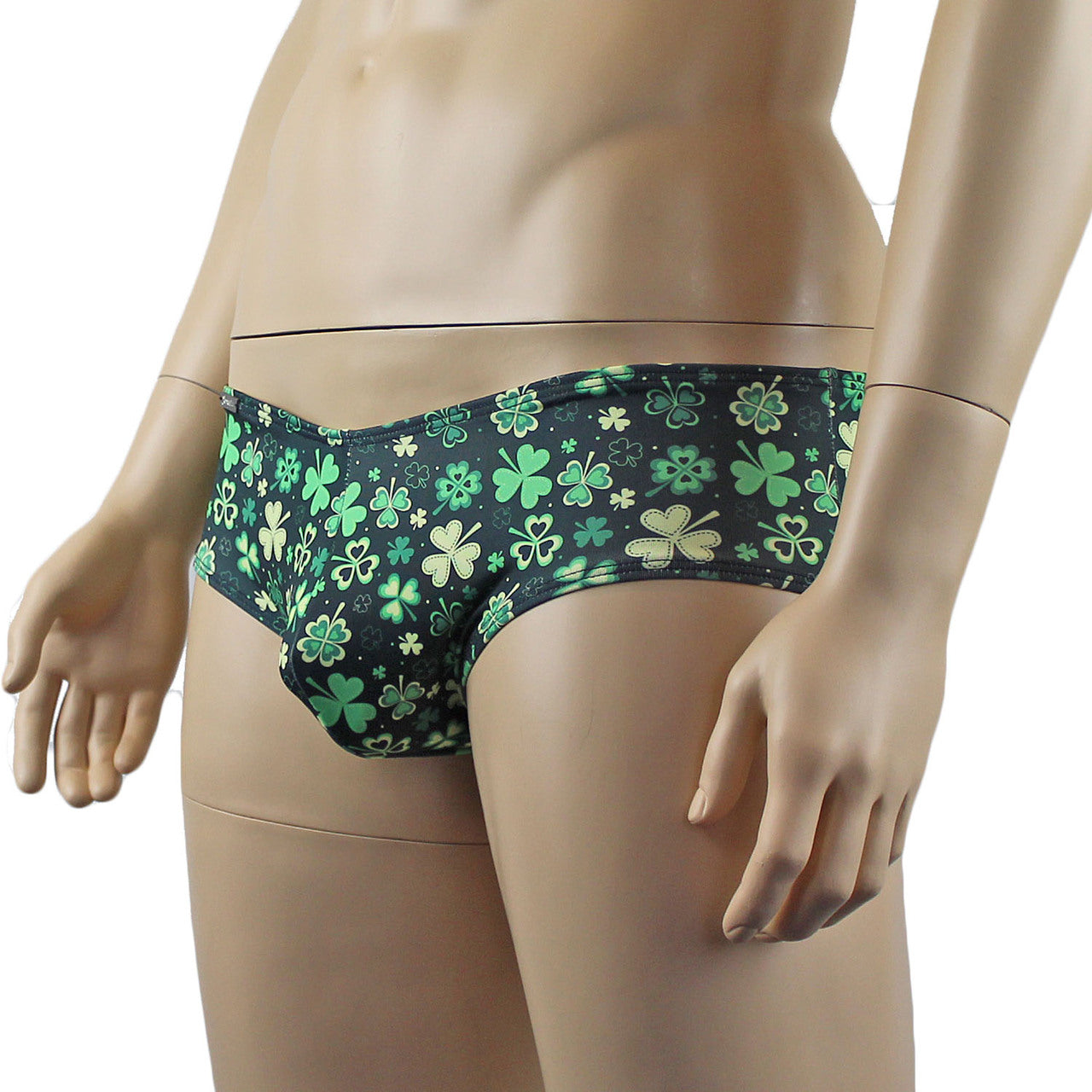 Mens 4 Leaf Clover St Patricks Day Mini Low Rise Boxer Brief Shorts