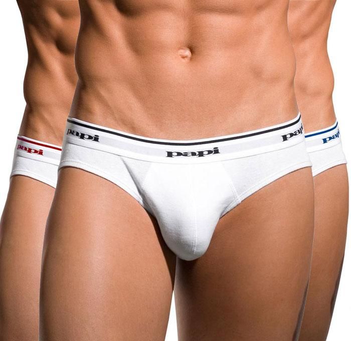 Papi 554101W-100 3PK 1X1 Rib Low Rise Brief White
