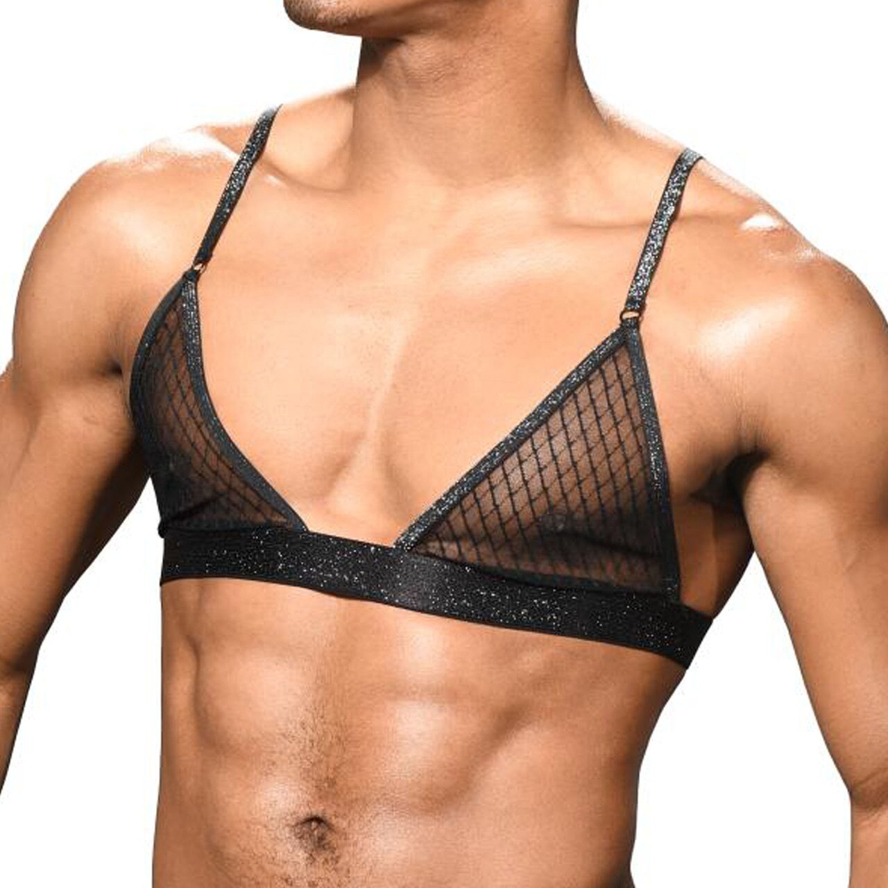 Mens Sexy Lace Boy Bra Black