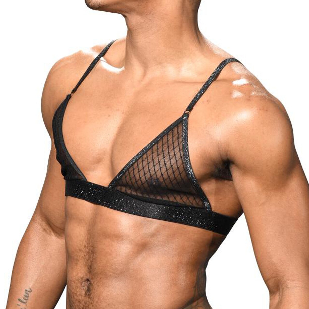 Mens Sexy Lace Boy Bra Black