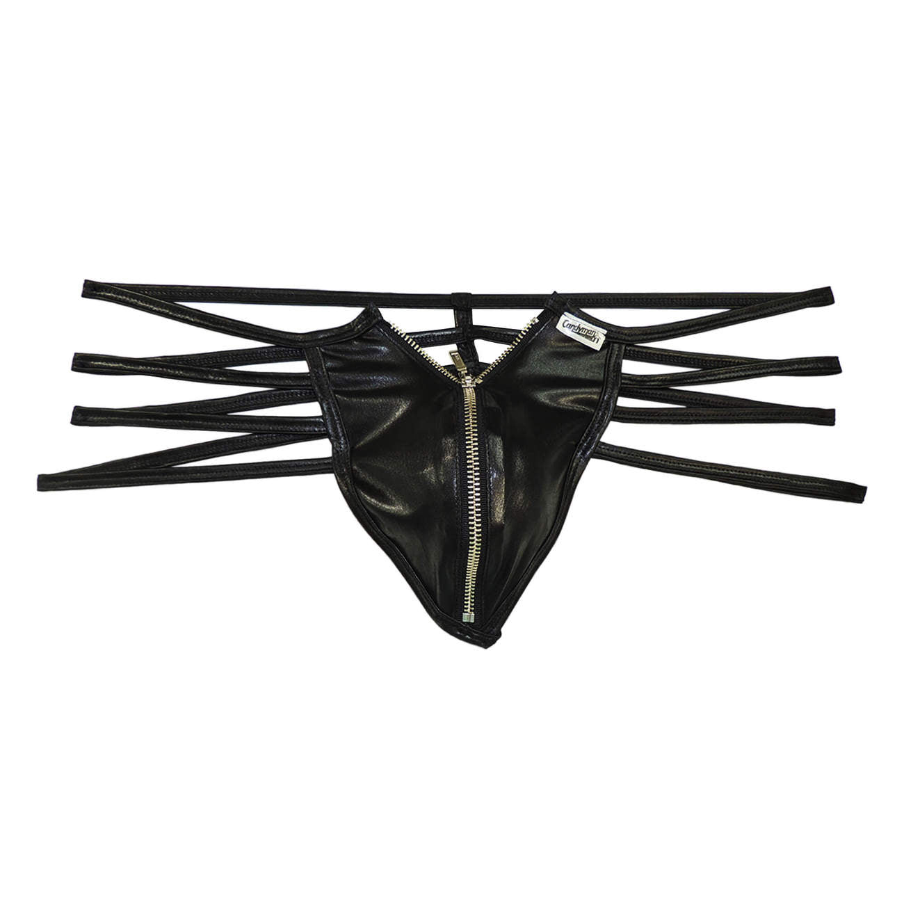 CandyMan 99140 All Zipped Up Thong Black