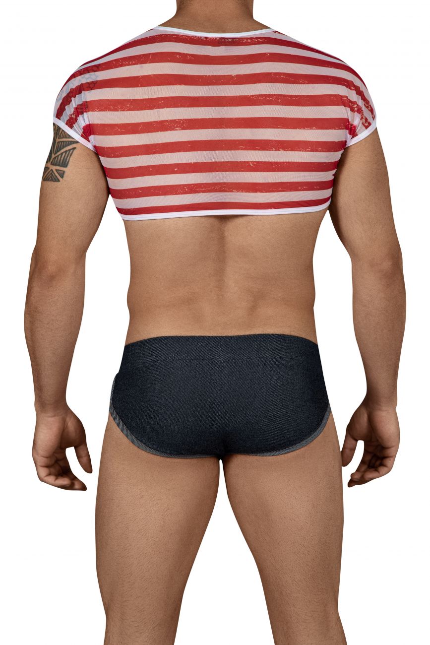 JCSTK - CandyMan 99443 American Crop-Top Two Piece Set Blue Red & White