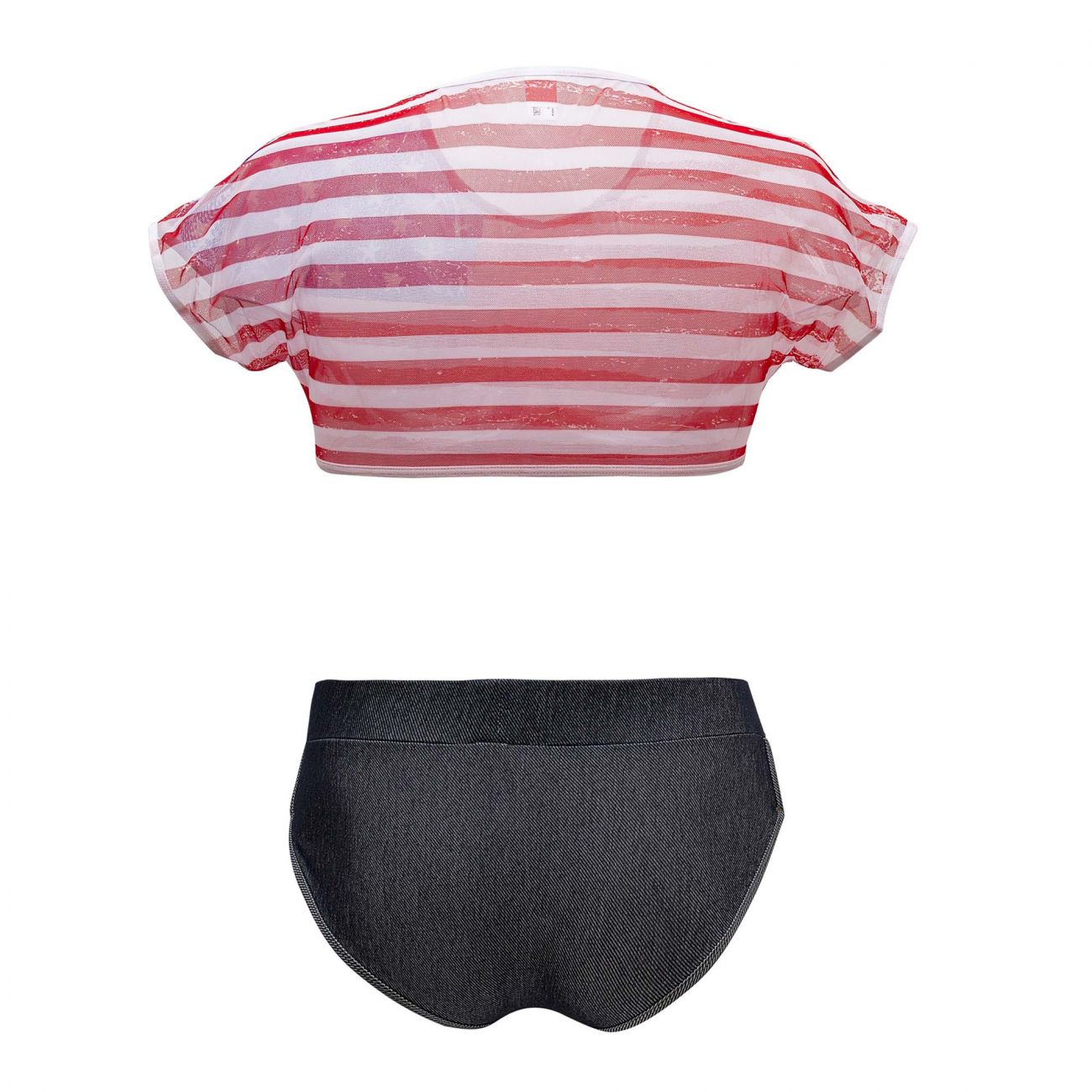 JCSTK - CandyMan 99443 American Crop-Top Two Piece Set Blue Red & White