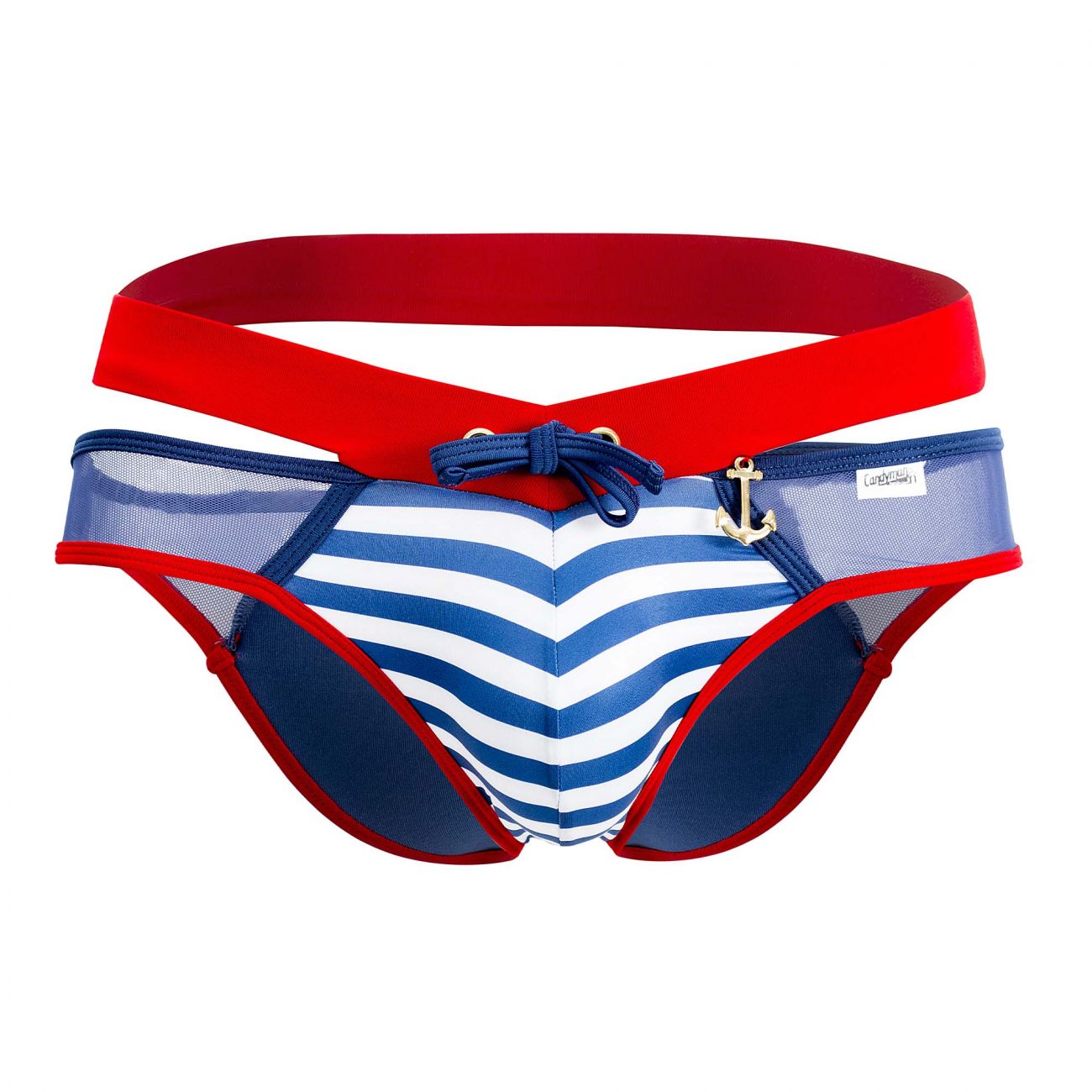 CandyMan 99501 Mesh-Stripes Bikini Navy & Red