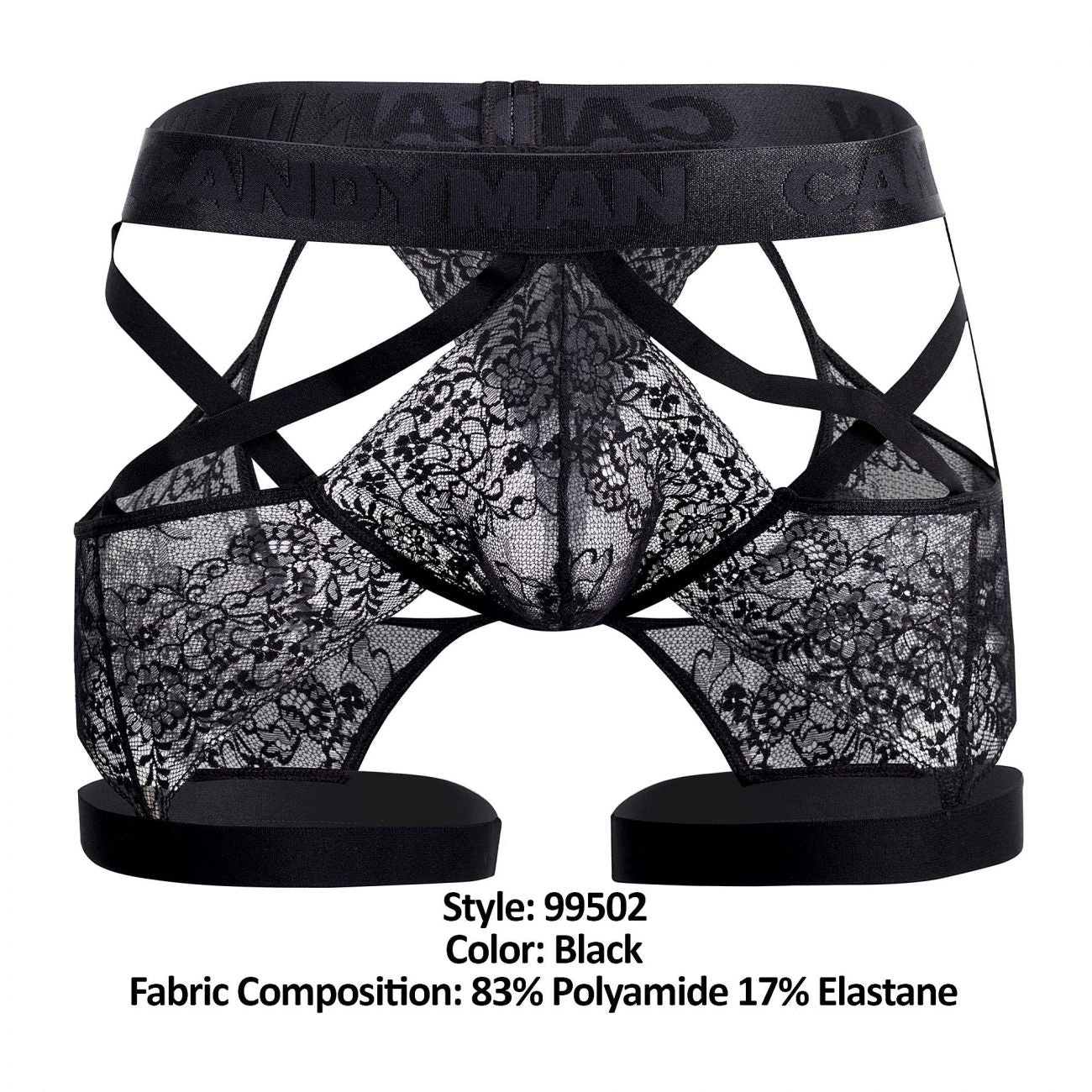 CandyMan 99502 Lace Garter Trunks Black