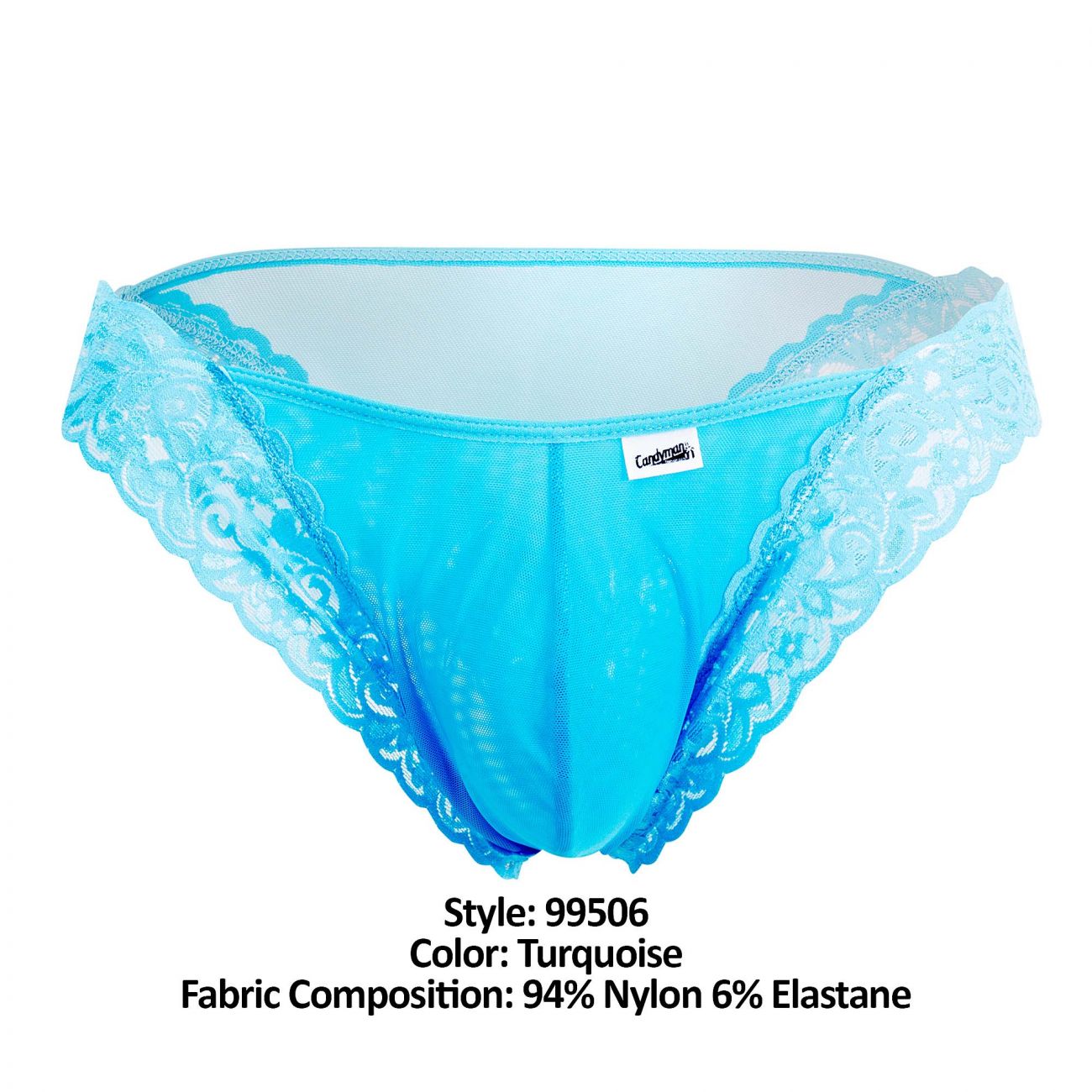CandyMan 99506 Mesh-Lace Thongs Turquoise