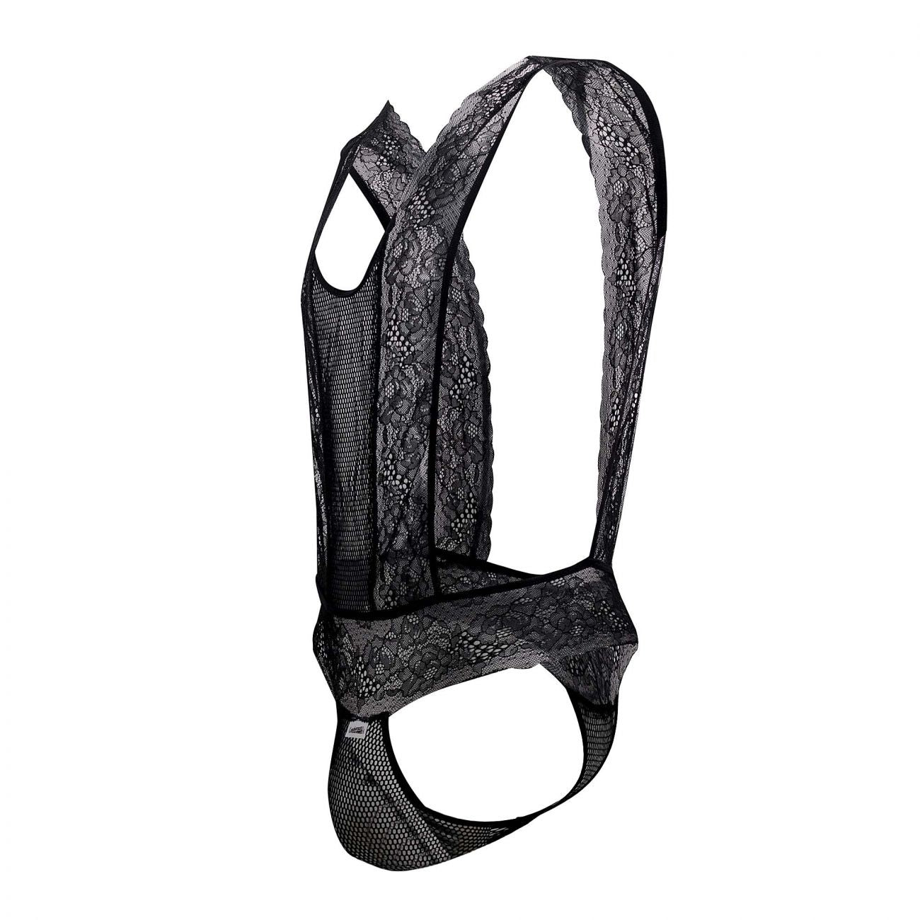 CandyMan 99518 Mesh-Lace Bodysuit Thongs Black
