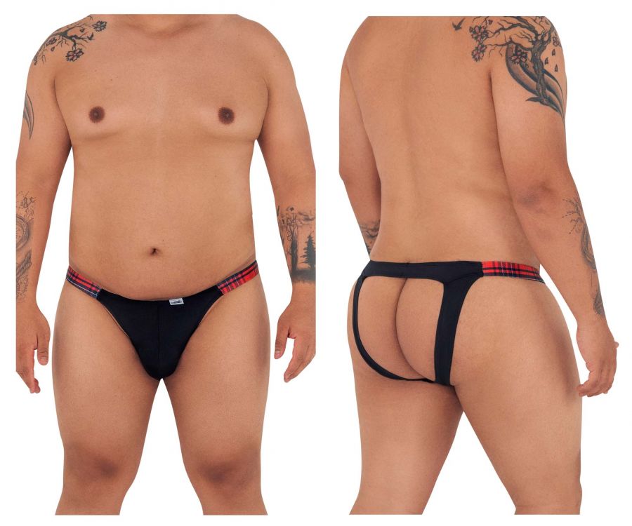 CandyMan 99536X Bikini Jockstrap Black Red Print Plus Sizes