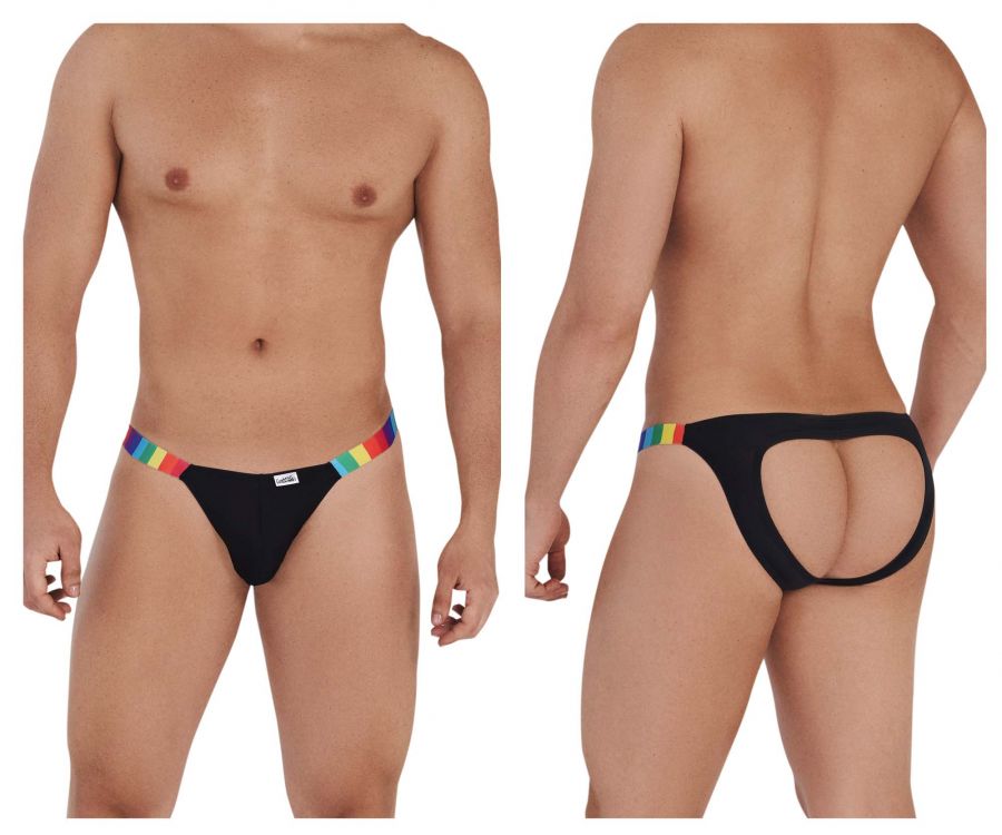 CandyMan 99536 Prints Jockstrap Black Rainbow