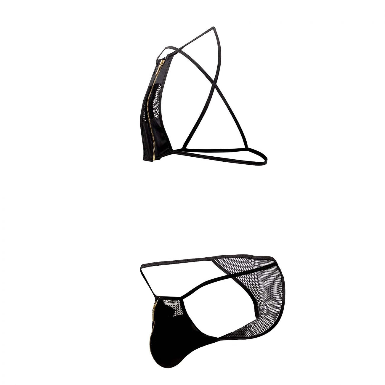 CandyMan 99540 Zipper Bikini-Harness Set Black