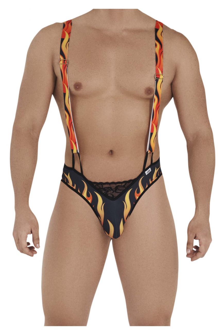 CandyMan 99543 Fire Bodysuit Black & Orange