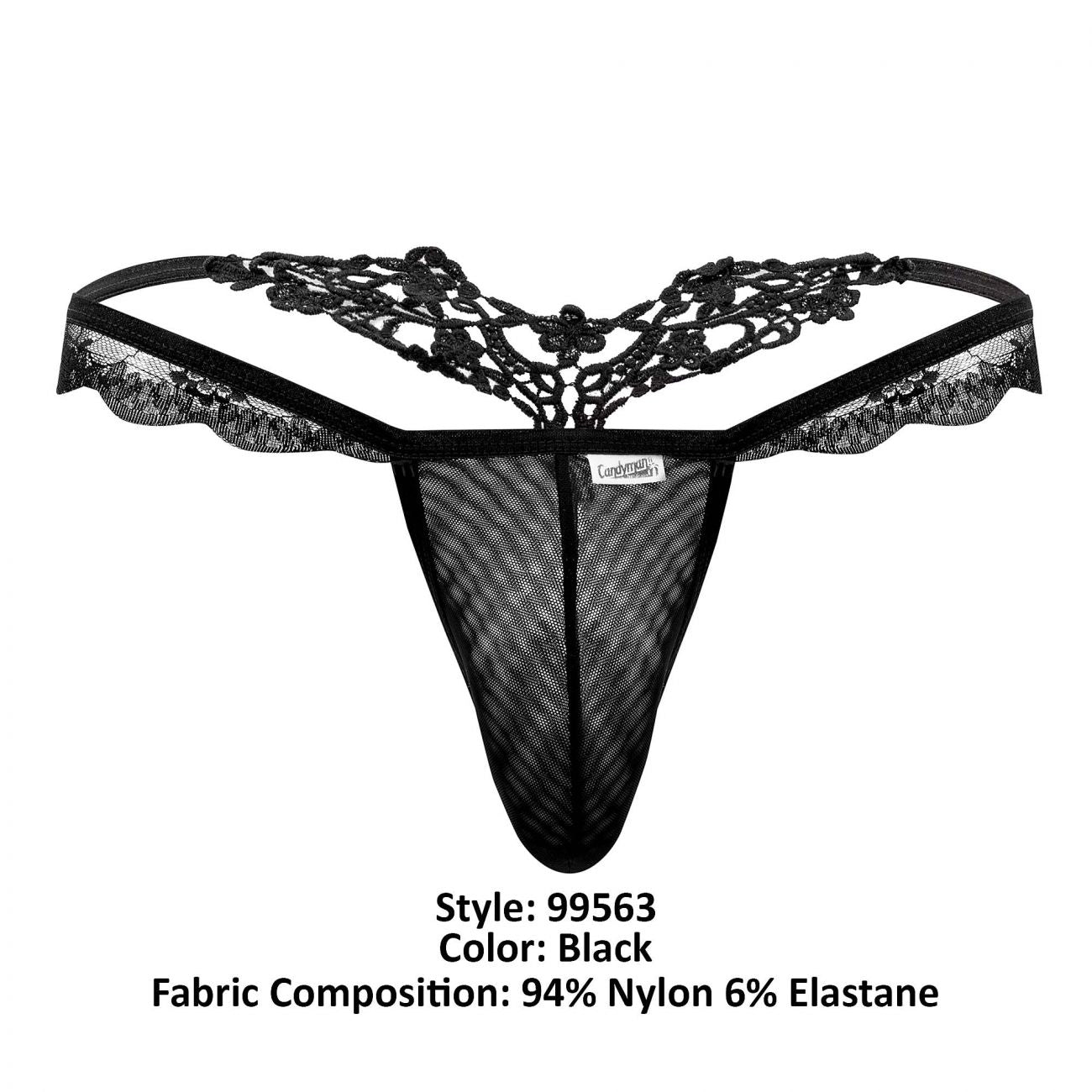CandyMan 99563 Mesh-Lace G-String Black