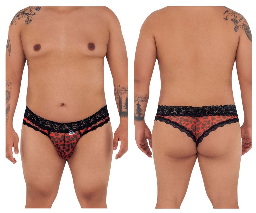 CandyMan 99596X Mesh-Lace Thongs Snake Print Plus Sizes