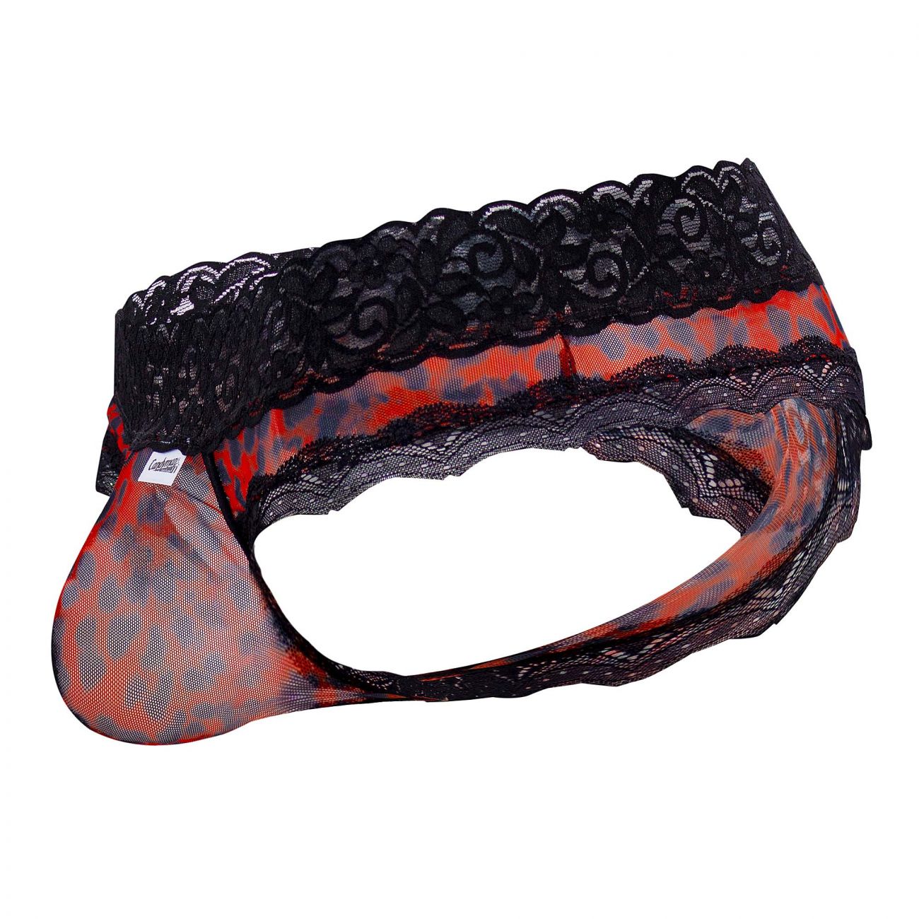 CandyMan 99596X Mesh-Lace Thongs Snake Print Plus Sizes