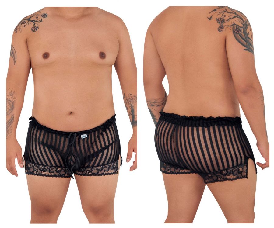 CandyMan 99601X Lounge Pajama Shorts Black Plus Sizes