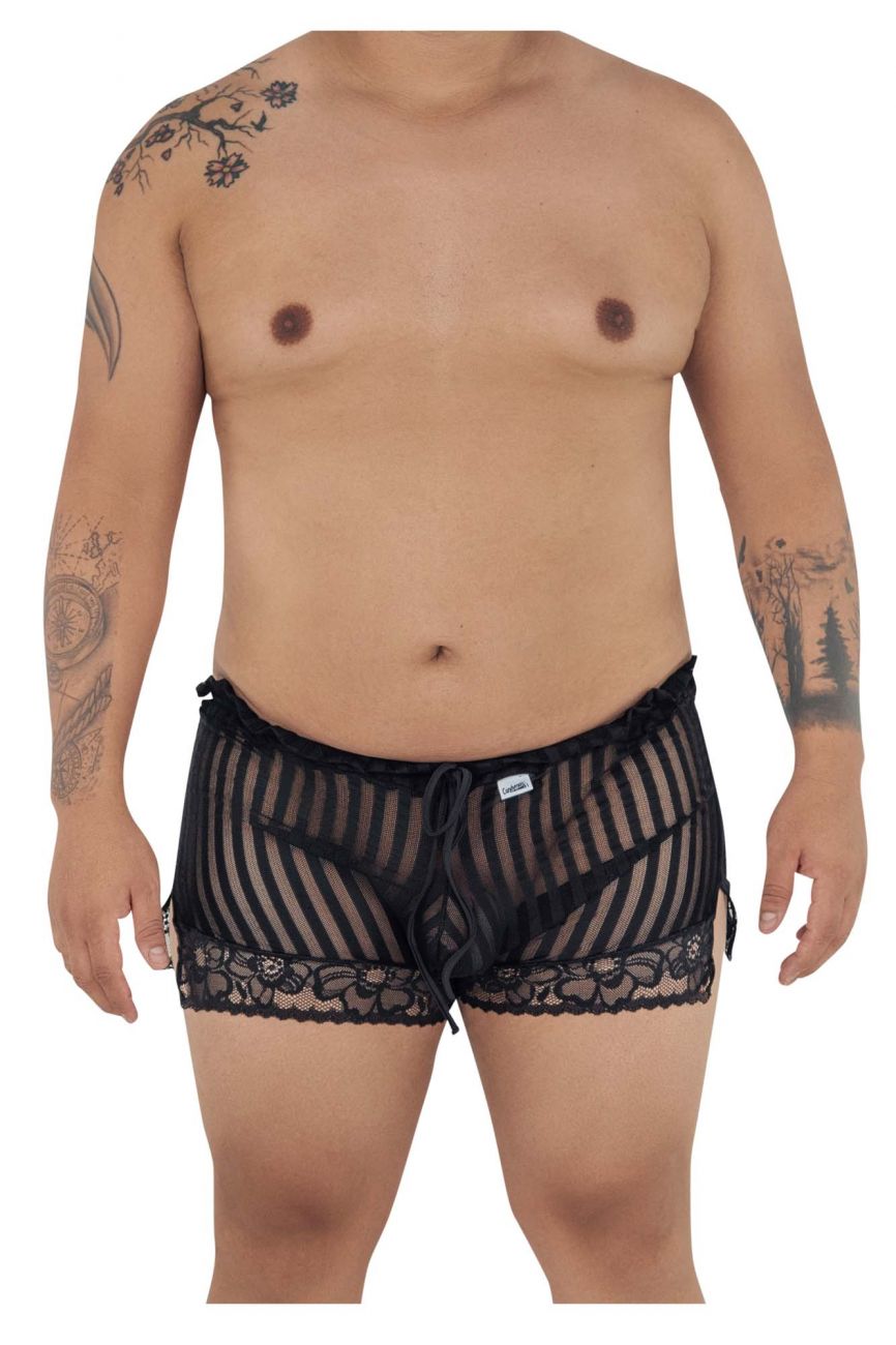 CandyMan 99601X Lounge Pajama Shorts Black Plus Sizes