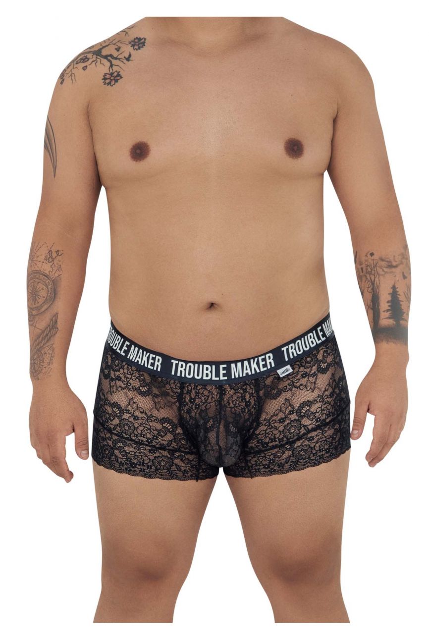 CandyMan 99616X Trouble Maker Lace Trunks Black Plus Sizes