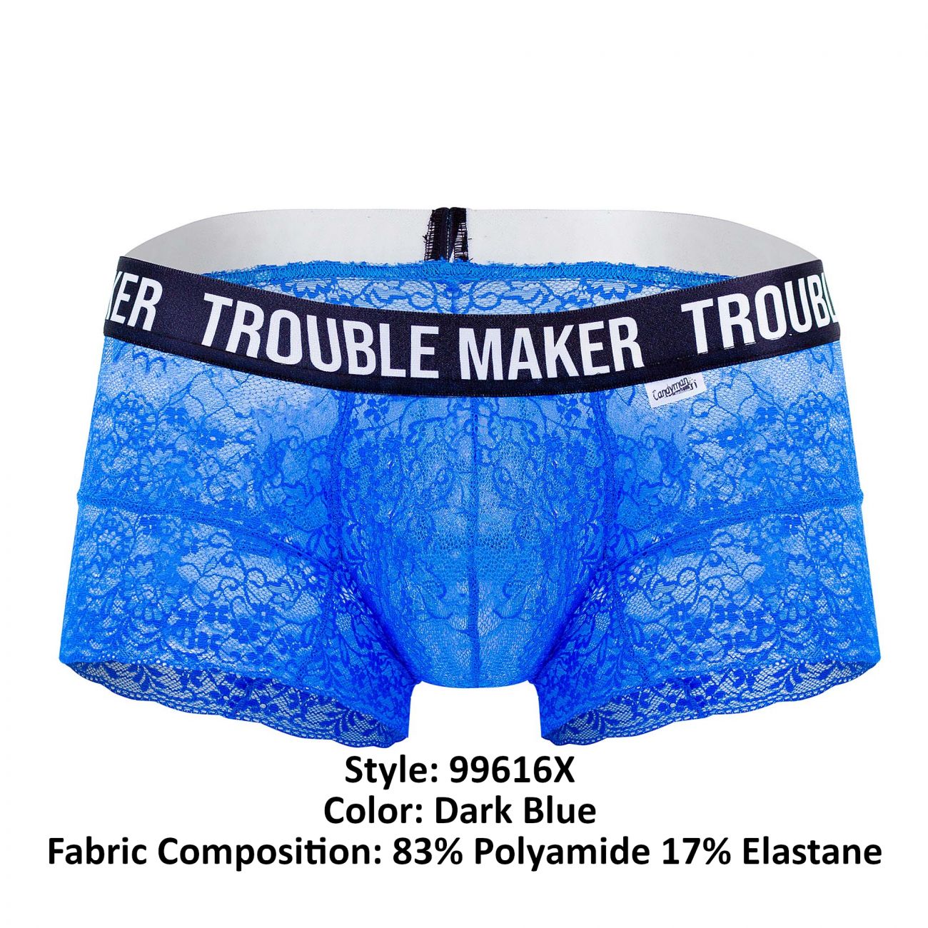 CandyMan 99616X Trouble Maker Lace Trunks Dark Blue Plus Sizes