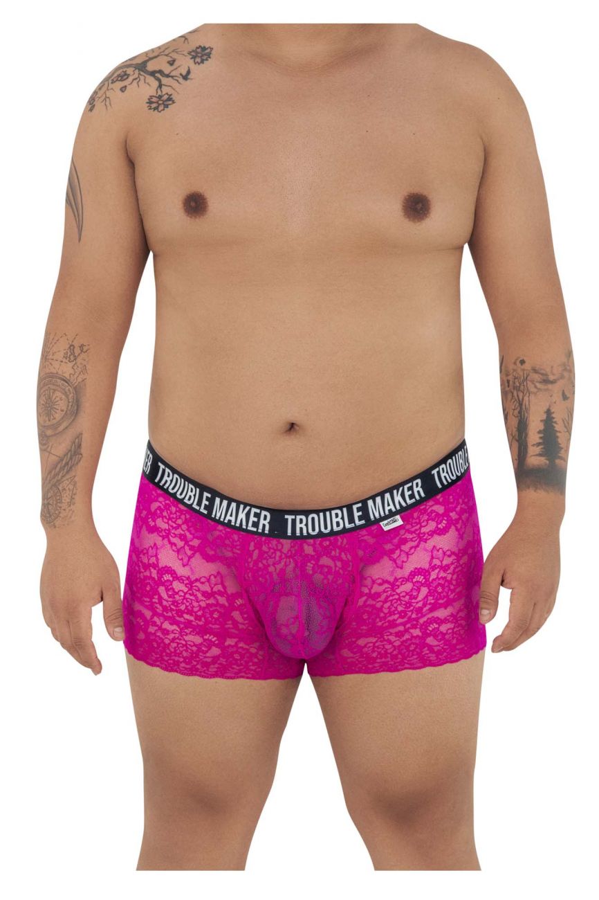 CandyMan 99616X Trouble Maker Lace Trunks Pink Plus Sizes