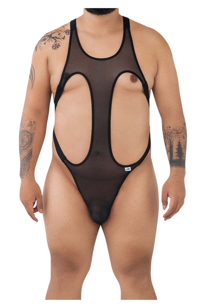 CandyMan 99643X Mesh Bodysuit Black Plus Sizes