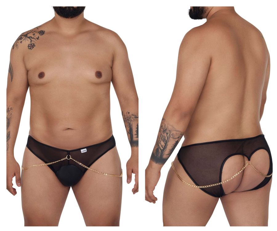 CandyMan 99672X Chain Jock Briefs Black Plus Sizes