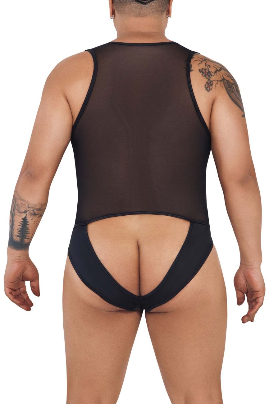 JCSTK - CandyMan 99716X Work-N-Out Bodysuit Black Plus Sizes