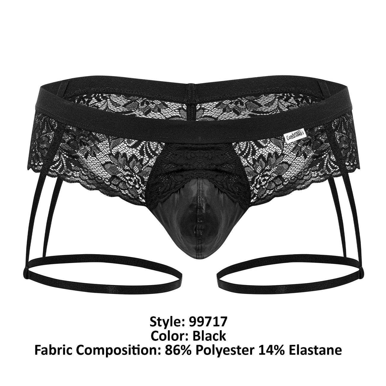 CandyMan 99717 Lace Garter Jockstrap Black