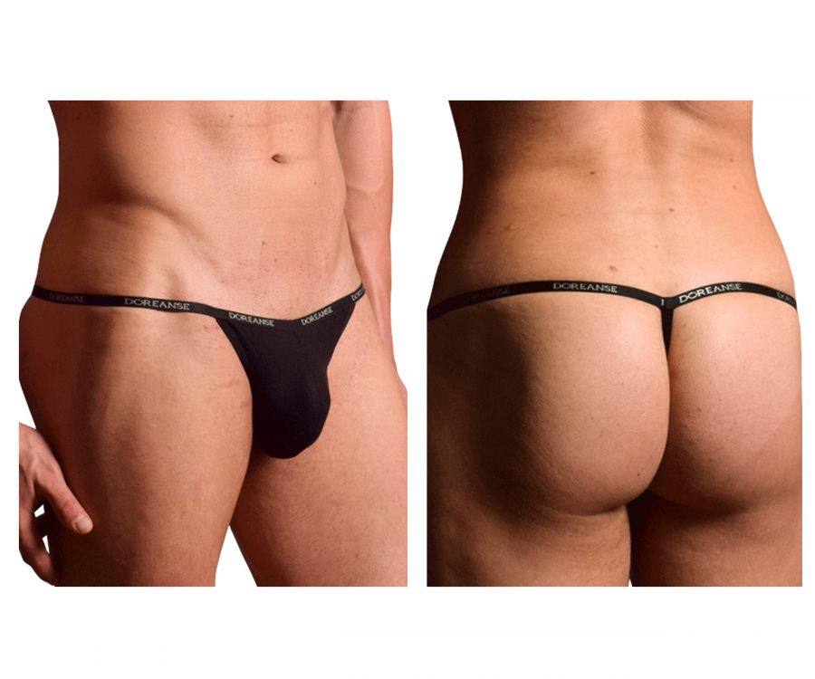 Doreanse 1330-BLK Ribbed Modal T-thong Mens Thong Black