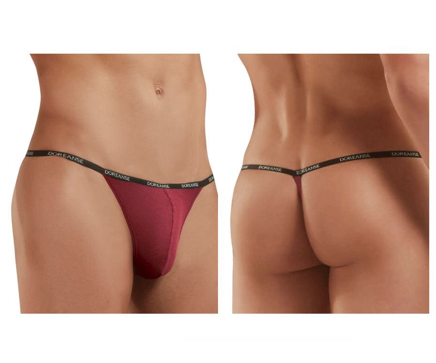 Doreanse 1330-BRD Ribbed Modal T-thong Mens Thong Bordeaux