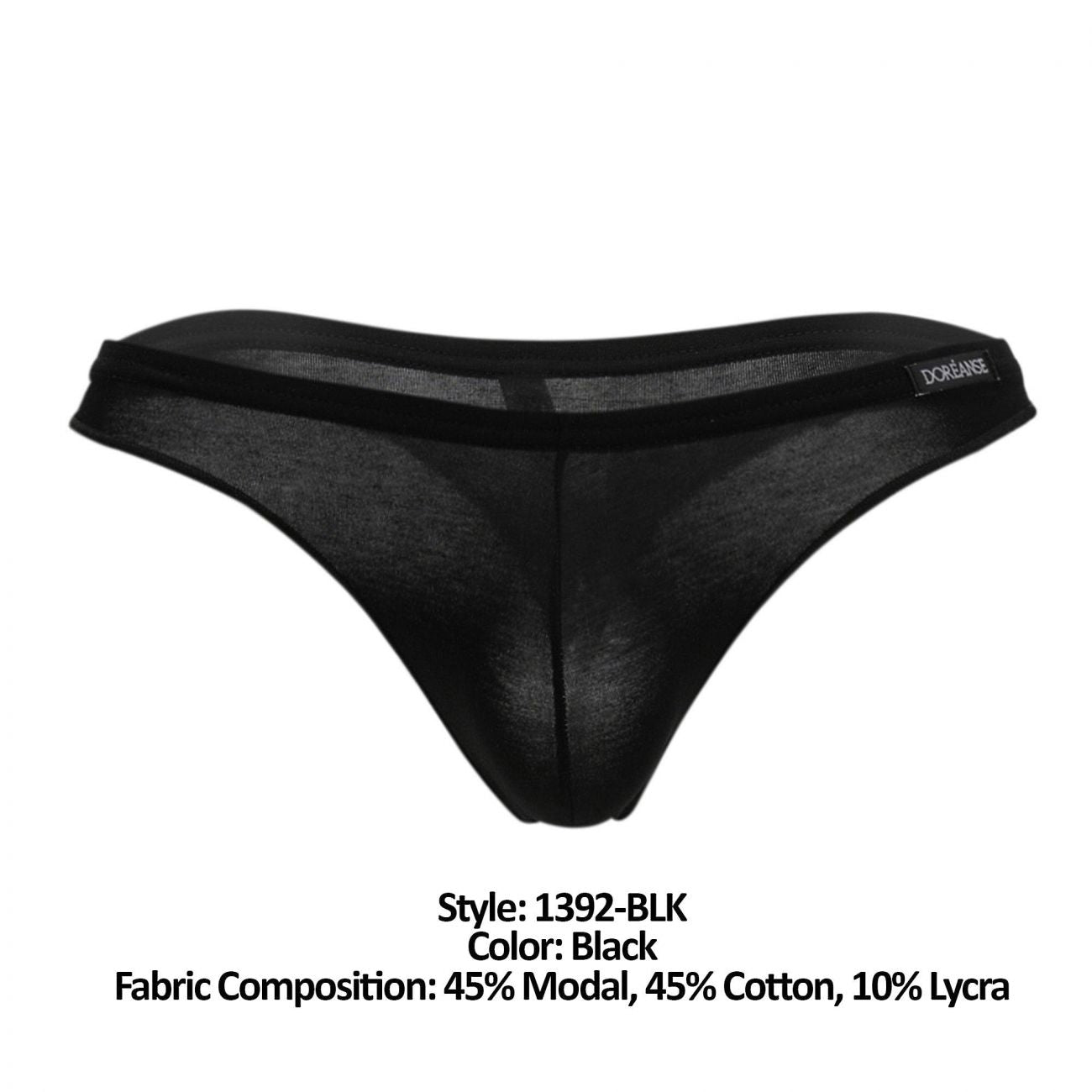 Doreanse 1392-BLK Euro Mens Thong Black