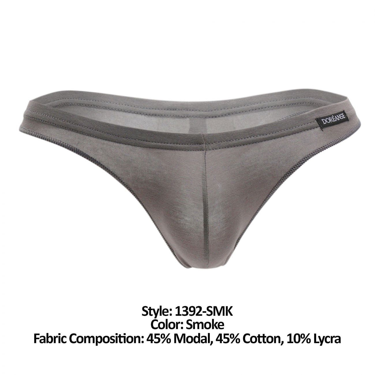 Doreanse 1392-SMK Euro Mens Thong Smoke