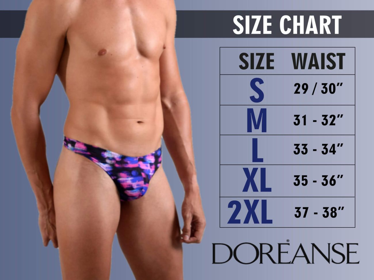 Doreanse 1008-BLU Sexy Pouch Thongs Blue Plus Sizes
