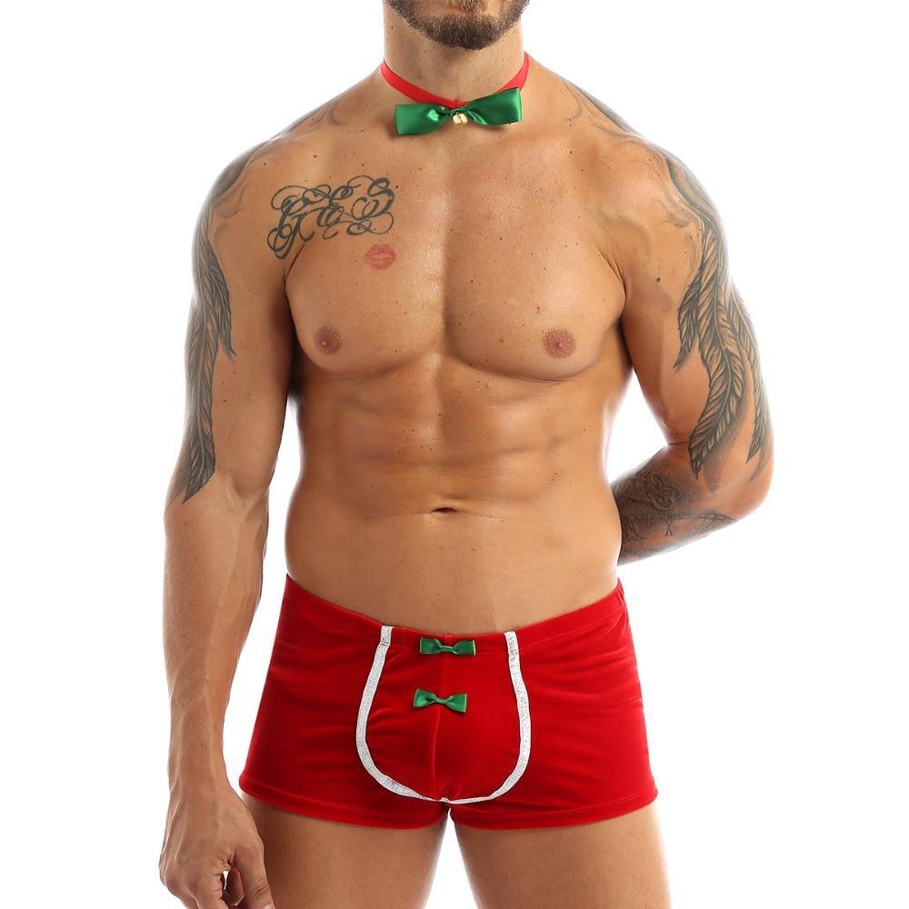 JCSTK - XMAS GIFT - Mens Sexy Christmas Costune Outfit, Santas Little Helper Red