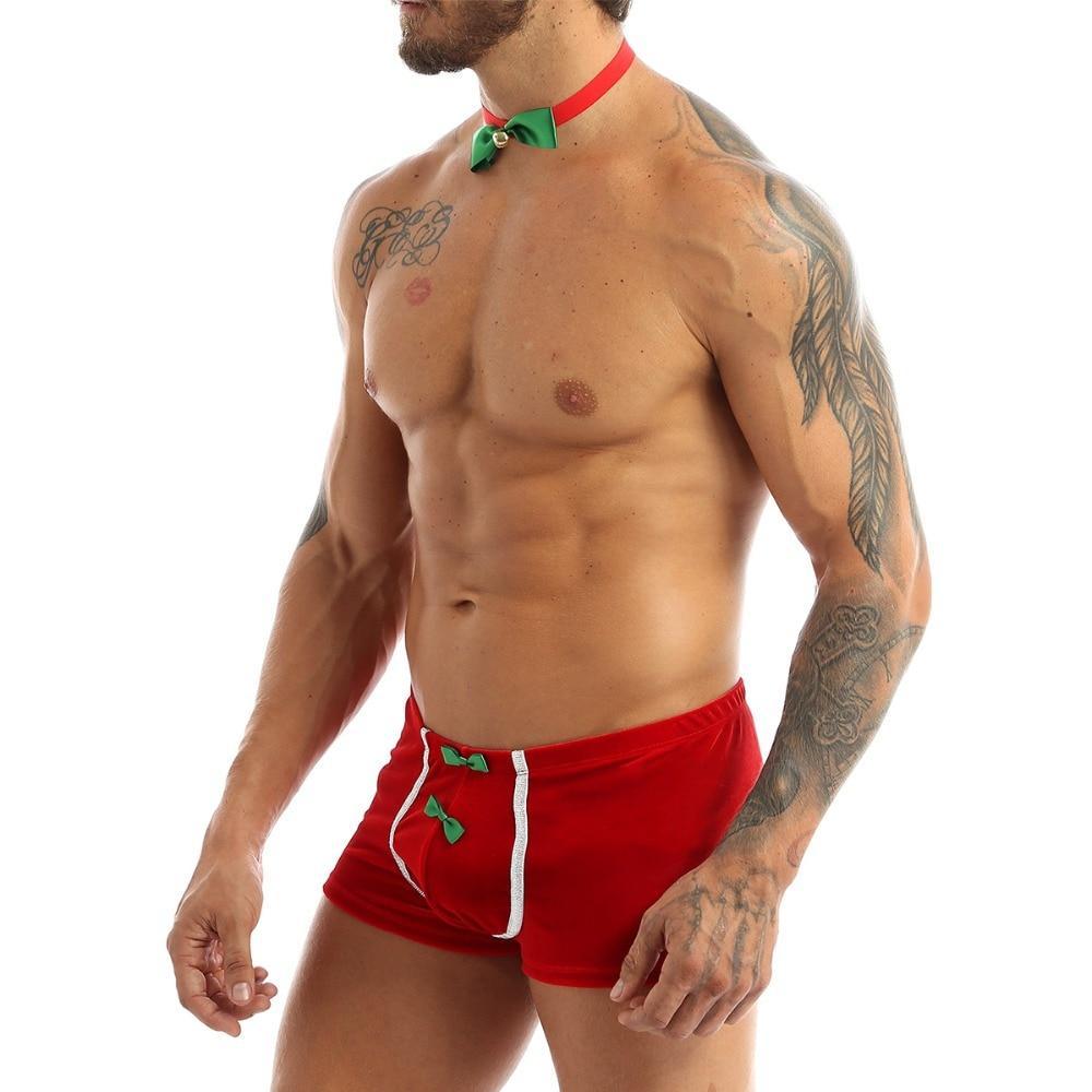 JCSTK - XMAS GIFT - Mens Sexy Christmas Costune Outfit, Santas Little Helper Red